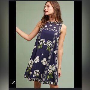 Maeve by Anthropologie embroidered dark blue dress